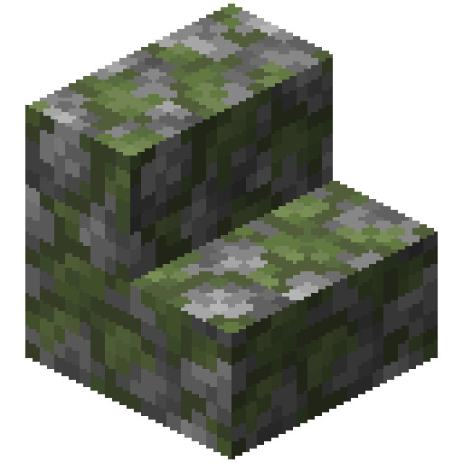 Minecraft Mossy Cobblestone Stairs PNG