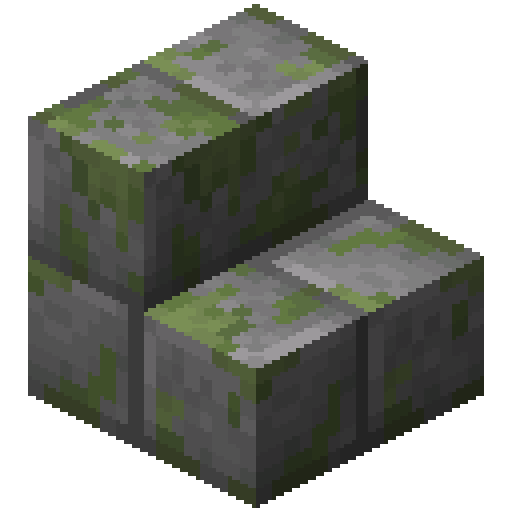 Minecraft Mossy Stone Brick Stairs PNG